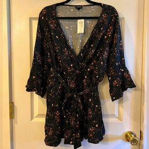 Torrid Bell Sleeve Witch Spooky Skeleton Print Wrap Top with Elastic Back